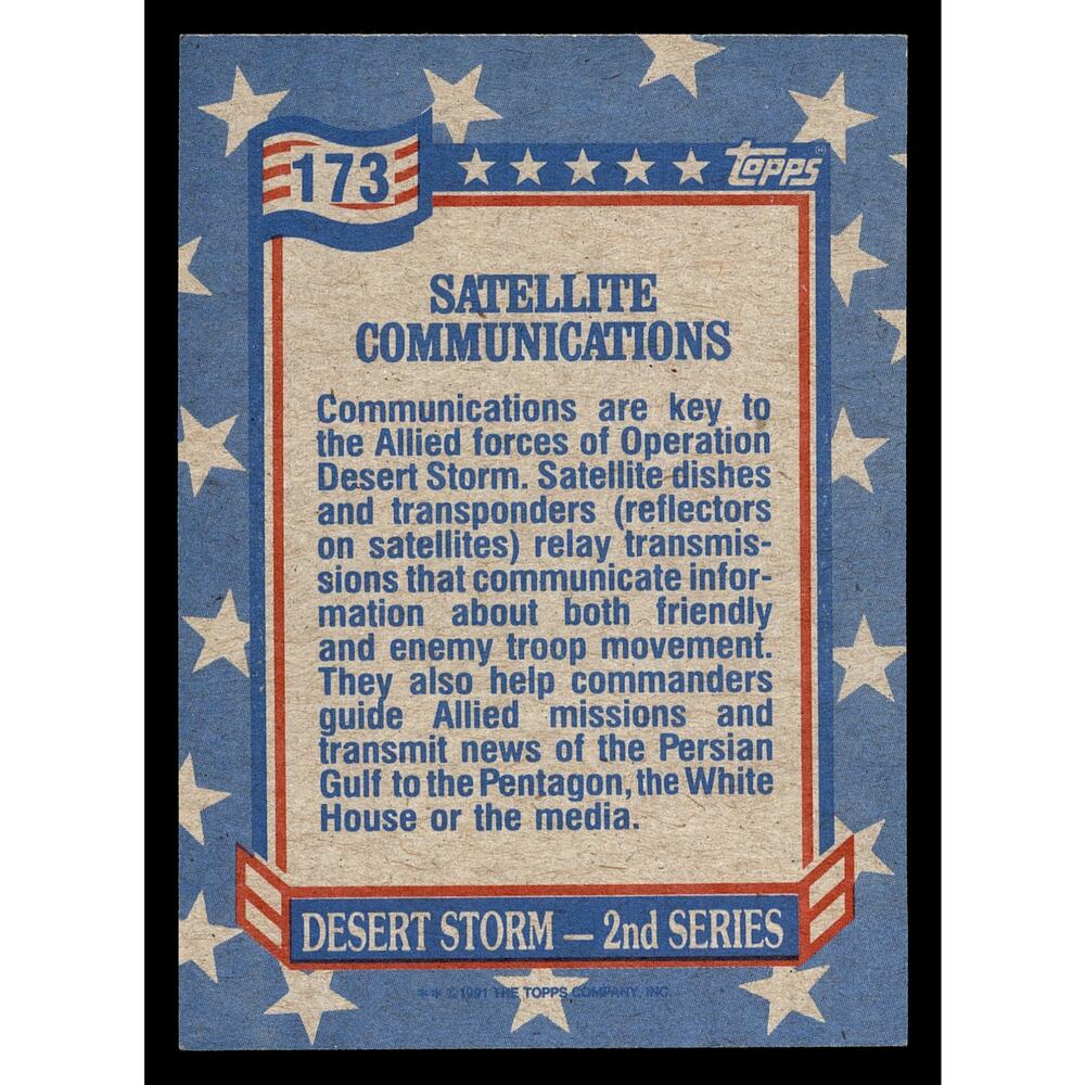 1991 Topps Desert Storm #173 Satellite Communications Card - Picture 2 of 2